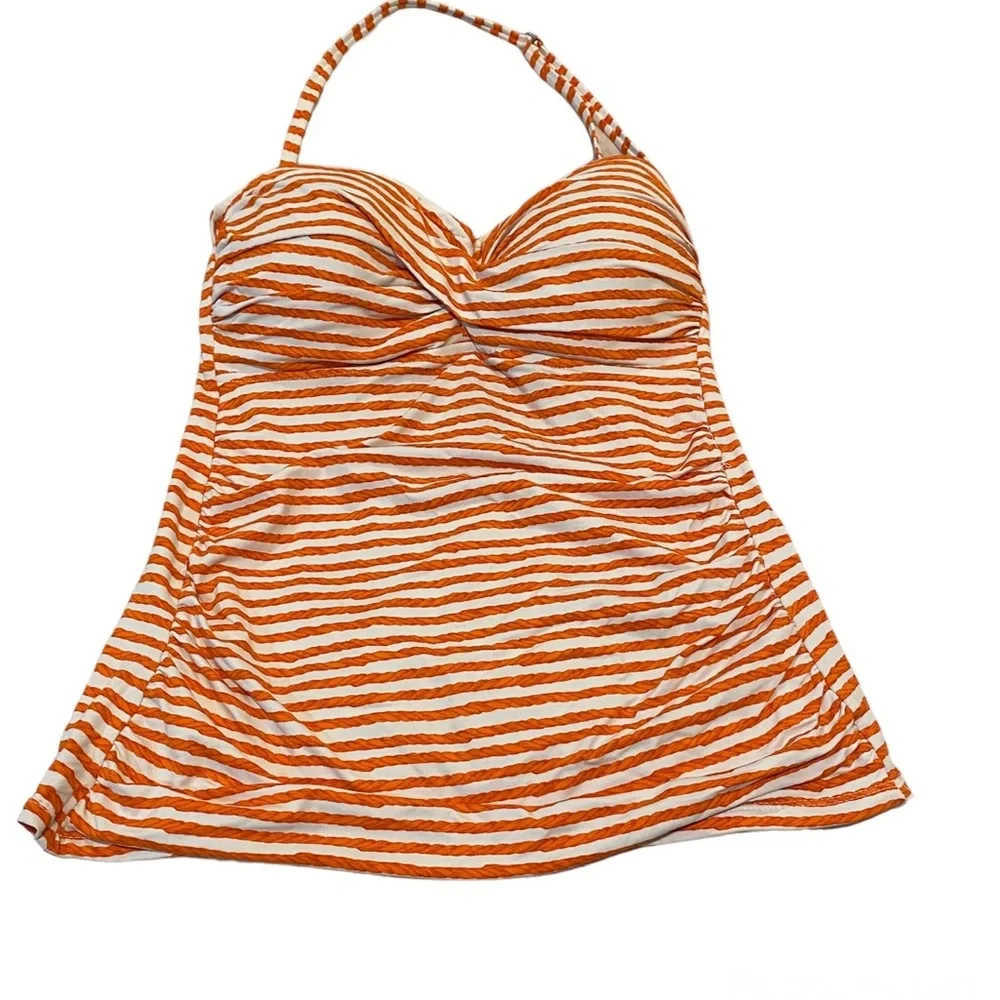 Loft Swim Swimming Swimwear Striped Burnt Orange Light Padded Top M